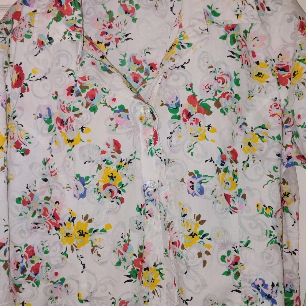 🔥Drapers & Damons White Floral Button-Down Shirt with Multicolor Print PTP 22"